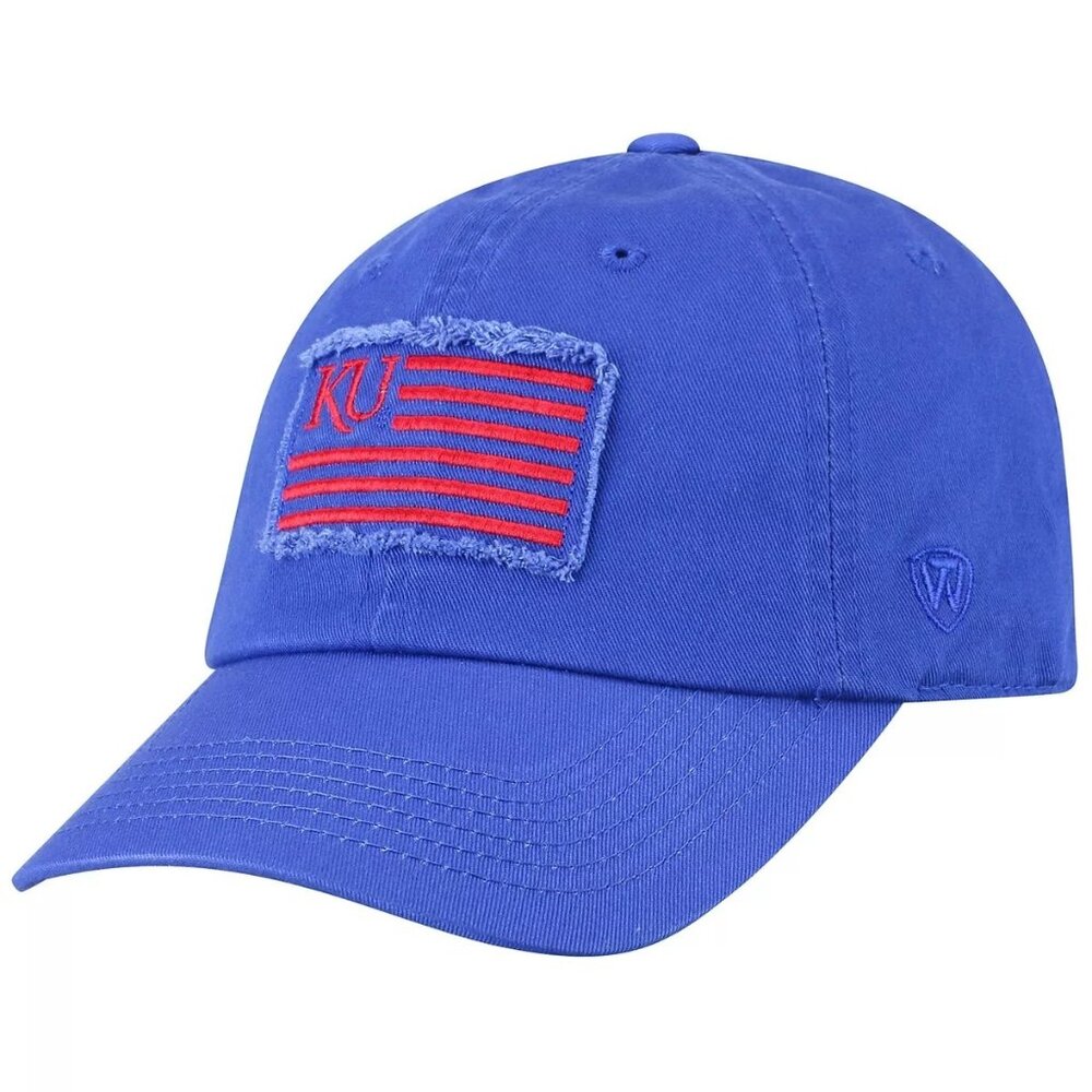 KU Kansas University (Blue) Jayhawks Flag Adjustable Cap College Hat - Picture 6 of 6